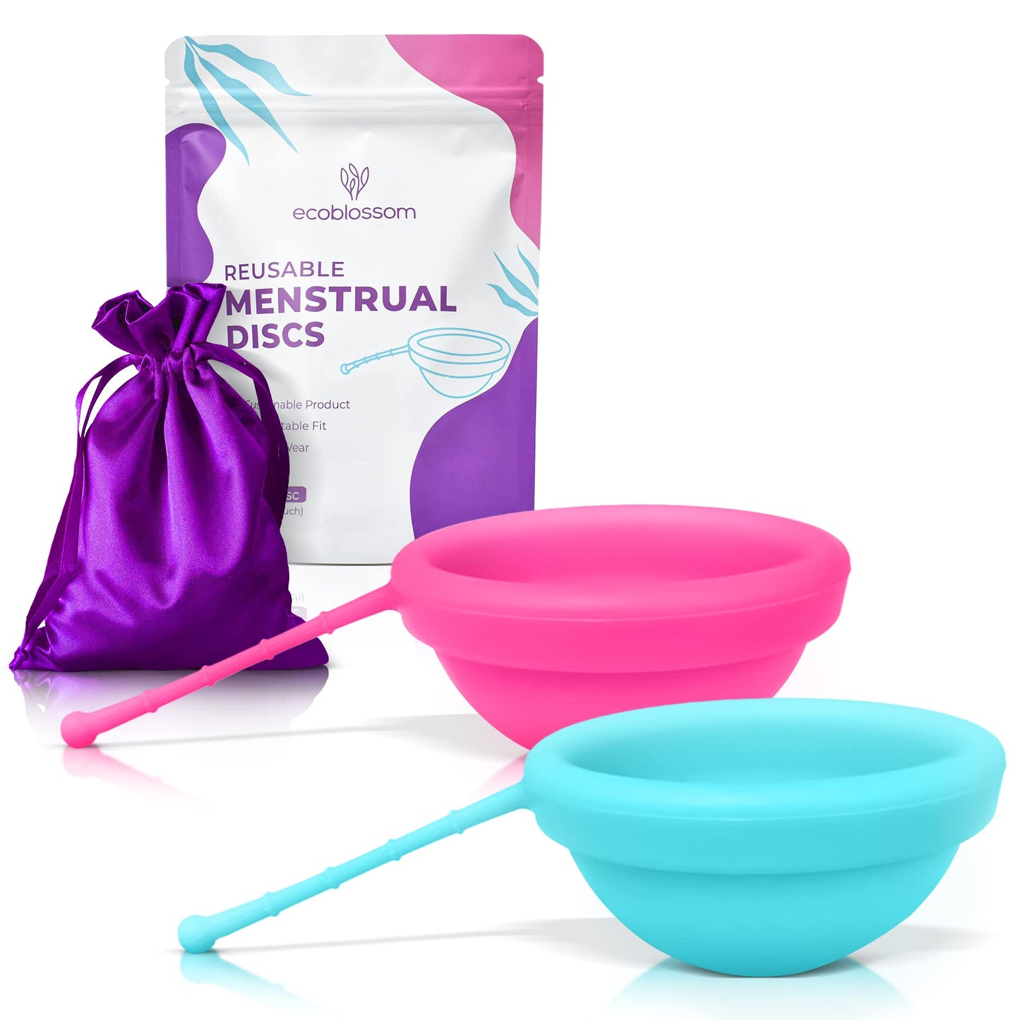 SilkEase 12-Hour Menstrual Disc Duo - Rose & Teal with Removal String