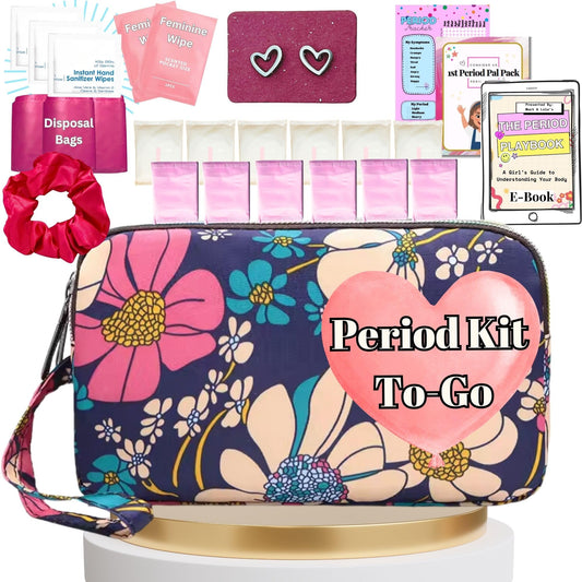 Tween Starter Period Kit | 26-pc Discrete Bag & Accessories - Floral